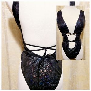 Iridescent black snake print Monokini